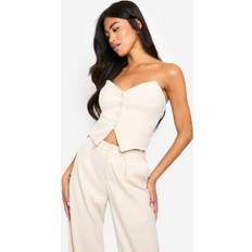 Beige - Women Corsets boohoo Womens Bandeau Corset Style Waistcoat - Cream