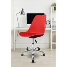 Red Chairs Fusion Living Plastic Dining with Swivel Base Chair