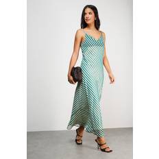 Green - Long Dresses Warehouse Chiffon Stripe Cowl Bias Strappy Maxi Dress - Green