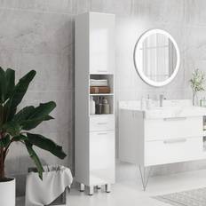 White Tall Bathroom Cabinets kleankin Tall Narrow Bathroom Storage Cabinet Cupboard