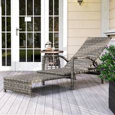 OutSunny Mixed Grey Rattan 4 Position Adjustable Sun Lounger 46 x 62 x 188 cm