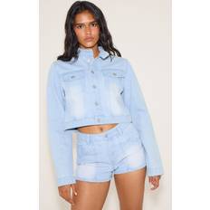 Låg midja Shorts PrettyLittleThing Light Blue Seam Detail Denim Hotpants