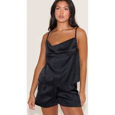 PrettyLittleThing Satin Cami Short Pj Set - Black