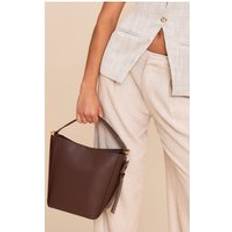 PU Buckle Strap Bucket Bag - Chocolate