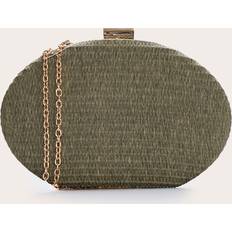 Gröna Kuvertväskor PrettyLittleThing Oval Raffia Structured Clutch - Green