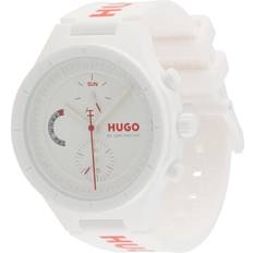 HUGO White Watch With Silicone Logo Strap