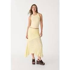 Yellow Skirts Stradivarius Lace Midi Skirt - Pastel Yellow