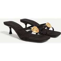 Stradivarius Rhinestone High-Heel Sandals - Black