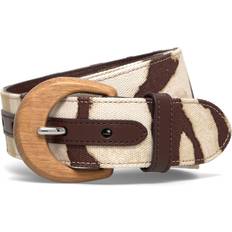 Beige - Dam Skärp Lauren Ralph Lauren Zebra-Print Wood-Buckle Wide Belt - Beige