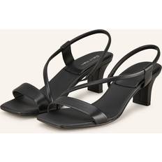 Calvin Klein Sko Calvin Klein Leather Heeled Sandals Med Rem - Black