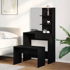 Metal - Rectangular Dressing Tables vidaXL Set Black Oak Wood 70x35x45 Dressing Table