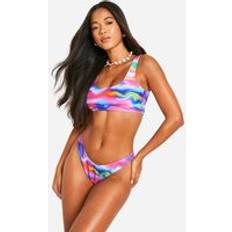 Blue - Sportswear Garment Bikinis boohoo Womens Marble Boomerang Bikini Brief - Blue
