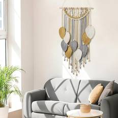 Cotton Wall Decor Bloomsbury Market Boho Leaf Macrame Woven Tapestry Grey Wall Decor