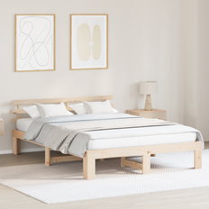 Ramsängar vidaXL Naturlig Furu Sängram Massiv 150 x 200 cm Ramsäng