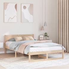 120 cm - Naturfarvet Senge vidaXL Sengestel Naturlig Solidt Fyrretræ 120 x 200 cm Rammeseng