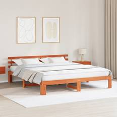 180 cm Senge vidaXL Pine Wood Wax Brown 180 x 200 cm Frame Bed