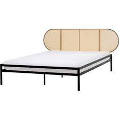 Rahmenbetten Beliani Bett Mit Lattenrost Polyrattan 160 x 200 cm Schwarz Rahmenbett