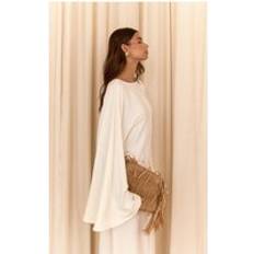 PrettyLittleThing Floaty Woven Flared Sleeve Maxi Dress - White