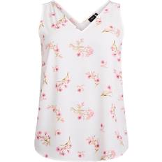 Zizzi Overdele Zizzi Top caAnni V-Neck Overdel - Lysebrun/Græsgrøn/Lyserød/Hvid