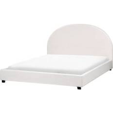 Beige Beds Beliani Minimalist Upholstered King Size 5ft3 Frame Bed