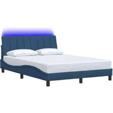 140 cm Senge vidaXL Sengeramme uden madras 140x190 cm Stof Blå Rammeseng