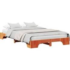 Bedframes vidaXL Bedframe Gewaxte Bruin Massief Grenenhout 140 x 190 cm