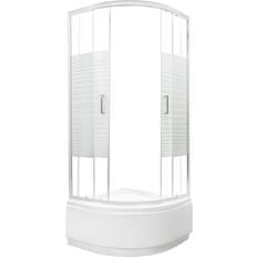 Duschhörn Med Hög Duschkar Evo 90x90 cm Rund Krom Blank