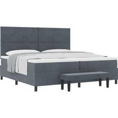 Senge & Madrasser vidaXL Box Spring Seng Madras Bænk Mørkegrå 200x200 cm Velour Kontinentalseng