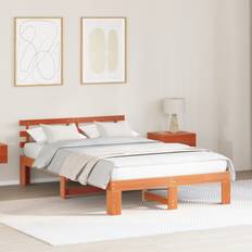Bedframes vidaXL Grenen Houten Bedframe Wassengroen Massief 135 x 190 cm