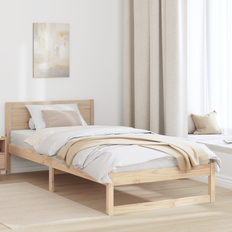 Bedframes vidaXL Bedframe Natuurlijk Massief Hout 80 x 200 cm