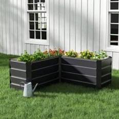 LivingAndHome Charcoal Black Outdoor Metal Raised Garden Bed