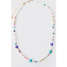 Multifärgade Halsband boohooMAN Multi Charm Beaded Link Chain - Mens