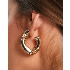 ASOS DESIGN Hoop Earring With Twist Link - Gold Tone