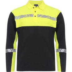 ProJob Mens Progression Pique Long-Sleeved Polo Shirt - Black Yellow