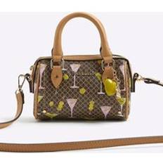 Brown - Women Bags River Island Martini Monogram Print Cross Body Bag - Brown
