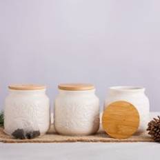 Rayware Acorn Set of 3 Tea Coffee Sugar Canisters Cream Kitchen Container