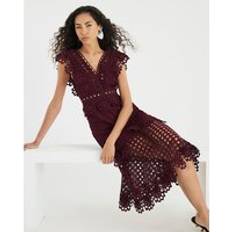 River Island Womens Purple Sleeveless Broderie Midi Dress