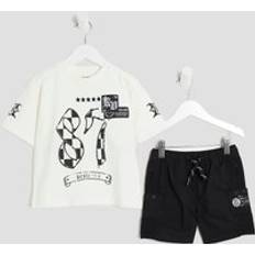 River Island Mini Boys Cargo Shorts And T-Shirt Set - Black