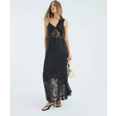 River Island Premium Lace Satin Maxi Dress - Black