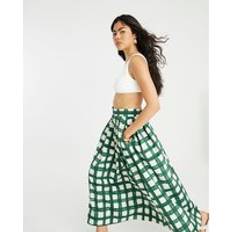 River Island Womens Green Check Midi Skirt