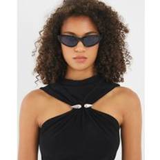 River Island XS Tank Tops River Island Sleeveless Metal Trim Front Top - Black