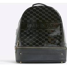 River Island Backpacks River Island Womens Black Patent Embossed Monogram Print Backpack