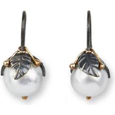 ByBirdie Urban Leaf Drops South Sea Pearl Ørebøjler - Sort
