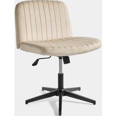Beige Office Chairs VonHaus Dawson Cream Velvet Office Chair