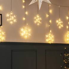 White String Lights ValueLights IP44 Multi Drop Warm White Snowflake Curtain Set of 7 String Light