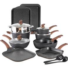 Kitchen Academy Non-Stick Pots and Pans 17 Piece Cookware Set with lid