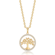 Støvring Design Guld Vedhæng Livets Træ Syntetiske Cubic Zirconia Sten Rundt -