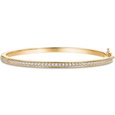 14K Gold Plated Cubic Zirconia Bangle Tennis Bracelet Yellow
