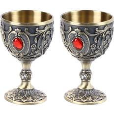 Goolrc 2pcs Vintage Metal Cup Goblet Wine Glass