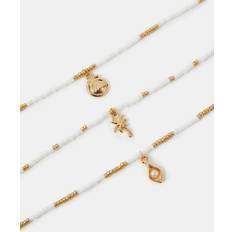 White Anklets Accessorize 3-Pack Beaded Summer Charm Anklets - White
